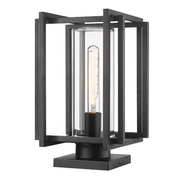 Tribeca Natural Black One-Light Outdoor Pier Mount with Clear Glass Shade, image 3